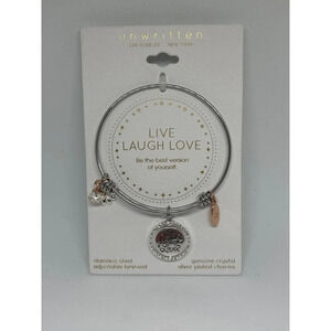 NWT Unwritten "Live Laugh Love" Bracelet - Stainless Steel, Adjustable